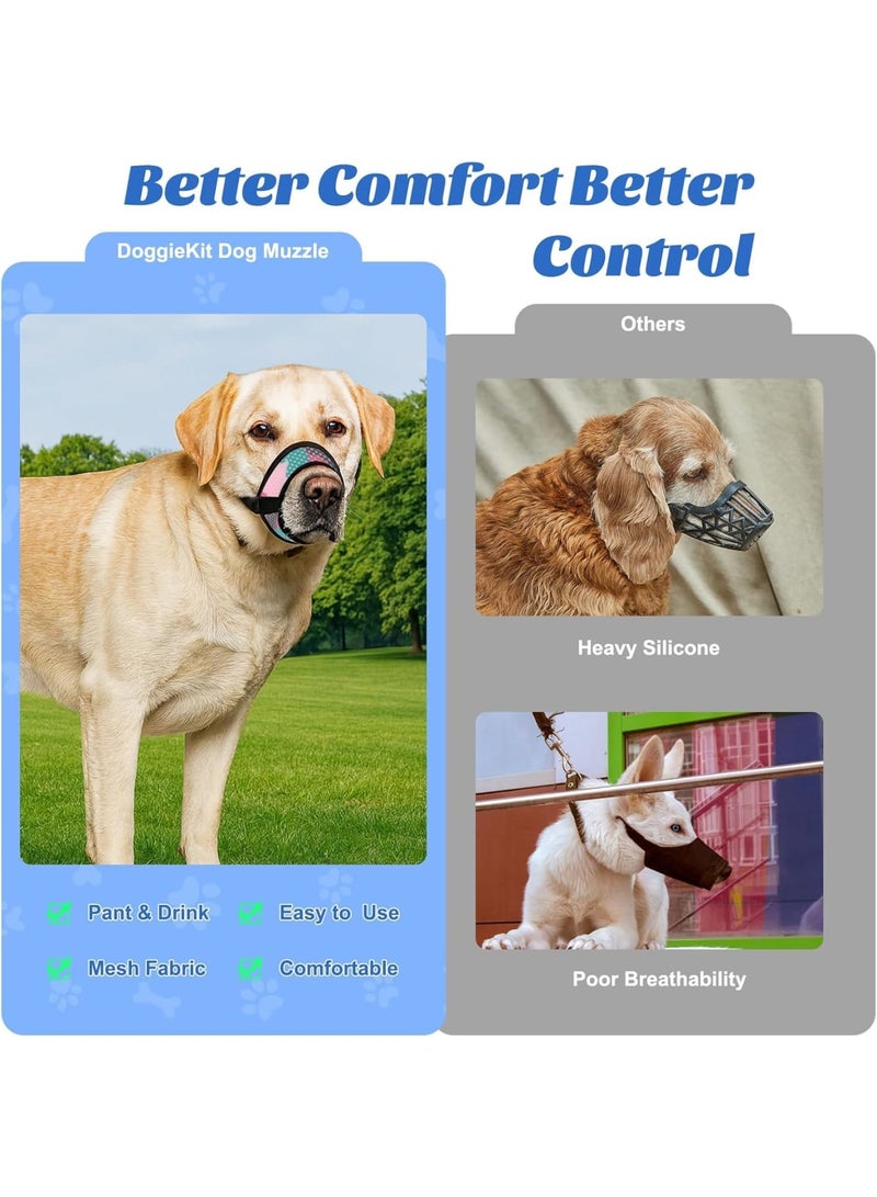 SYOSI Dog Muzzle, Adjustable Escape-Proof Elastic Neck Muzzle for Small Medium Large Dogs Size L, Soft Breathable Air Mesh Mouth Cover Stops Biting Barking Chewing Allows Drinking Panting, Black - Image 5