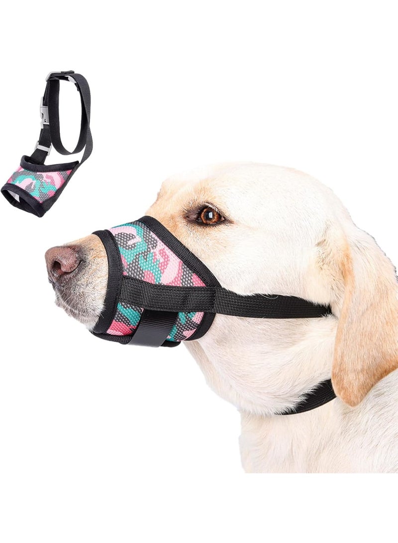 SYOSI Dog Muzzle, Adjustable Escape-Proof Elastic Neck Muzzle for Small Medium Large Dogs Size L, Soft Breathable Air Mesh Mouth Cover Stops Biting Barking Chewing Allows Drinking Panting, Black - Image 1