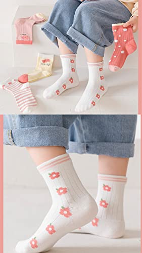 Toptim Kids Girls' Crew Socks Cute Casual Dress Cotton Socks (6-9 Years, 10 Pairs) - Image 4