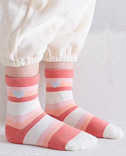 Toptim Kids Girls' Crew Socks Cute Casual Dress Cotton Socks (6-9 Years, 10 Pairs) - Image 3