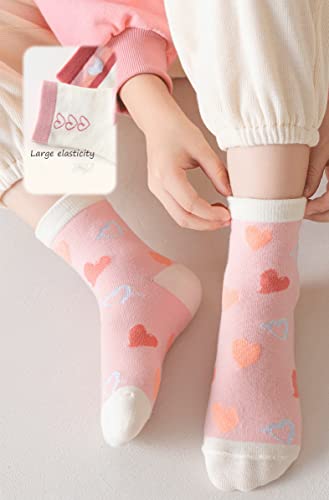 Toptim Kids Girls' Crew Socks Cute Casual Dress Cotton Socks (6-9 Years, 10 Pairs) - Image 2