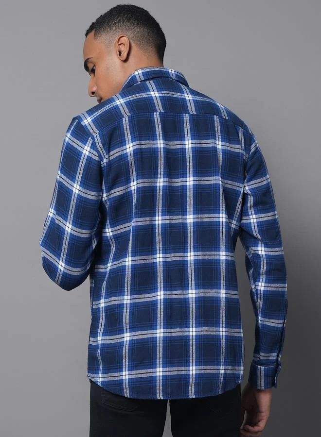 HIGH STAR High Star Classic Tartan Checks Spread Collar Long Sleeve Cotton Casual Shirt by Styli