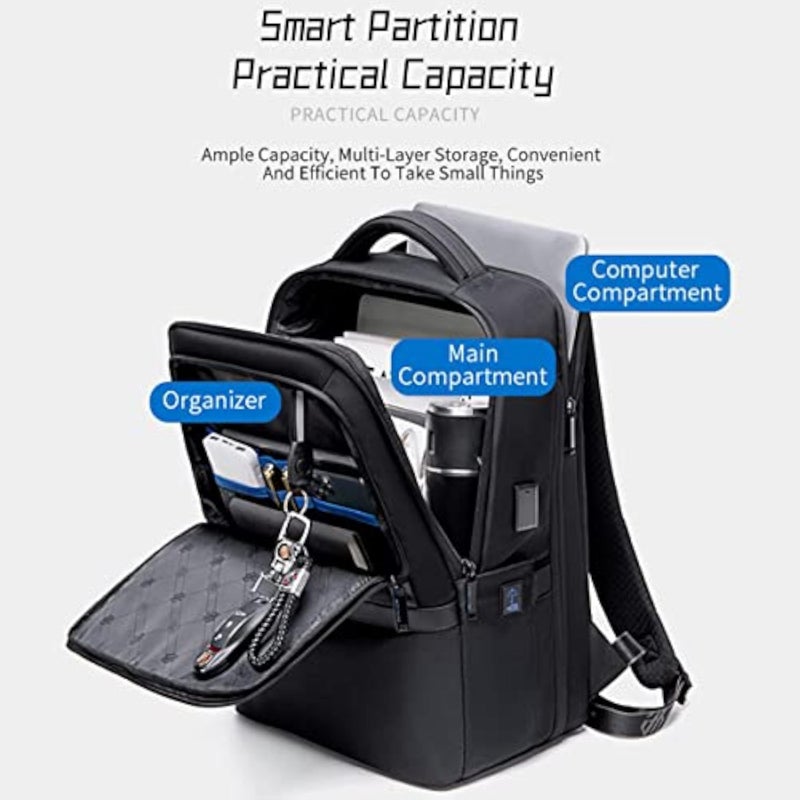 Arctic Hunter 16" Laptop Backpack with Tablet Compartment, Expandable Backpack 40L Travel Backpack Water-resistant Business School Backpack with USB Port for Men - Image 2