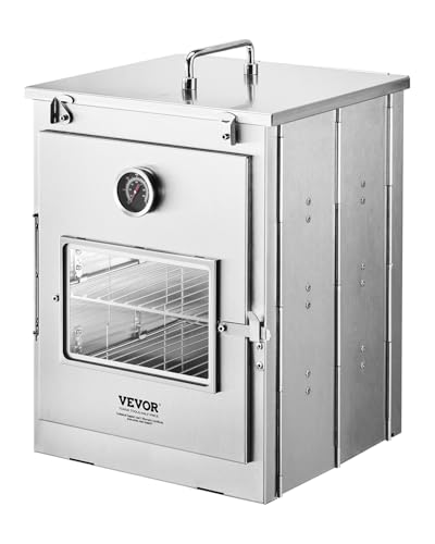 VEVOR Foldable Camping Oven Stainless Steel Portable Camping Stove with 3 Tier Grill Handle and Thermometer Use with Wood Burning Fire Propane Stoves for Baking Bread Pizza Outdoor Cooking - Image 1