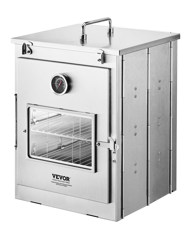 VEVOR Foldable Camping Oven Stainless Steel Portable Camping Stove with 3 Tier Grill Handle and Thermometer Use with Wood Burning Fire Propane Stoves for Baking Bread Pizza Outdoor Cooking - Image 2