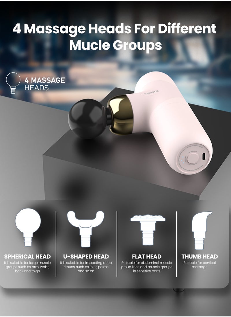 Moxedo - Moxedo Multi-function Muscle Pro Massager Portable Cordless Handheld Percussion Gun Deep Tissue Massager with 4 Interchangeable Massage Heads (Pink) - Image 1