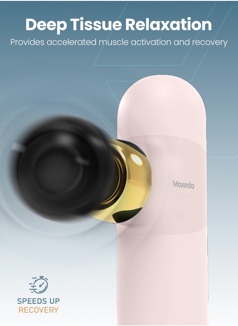 Moxedo - Moxedo Multi-function Muscle Pro Massager Portable Cordless Handheld Percussion Gun Deep Tissue Massager with 4 Interchangeable Massage Heads (Pink) - Image 1