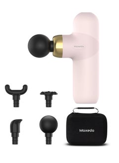 Moxedo Multi-function Muscle Pro Massager Portable Cordless Handheld Percussion Gun Deep Tissue Massager with 4 Interchangeable Massage Heads (Pink)