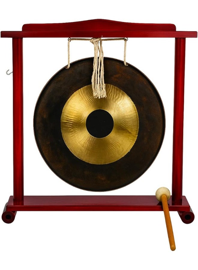Megarya Bronze Gong Bell With Stand For Sound Healing and Therapy Mini Gongs 30 cm with Stand and Mallet Bronze Alloy Hand Hammered Chinese Small Table Chau Gongs Home or Office - Image 1