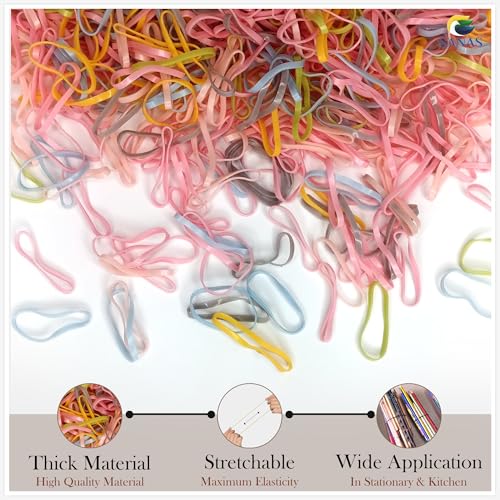 Sanas Rubber band Nylon (1100Pcs) Gulel Rubber bands for Packing Hair Accessory Stretchable Rubber Band Thick Bands Reusable Hair Ties for Home Office Kitchen Stationery (1100Pcs) (Mixed Colours) - Image 3