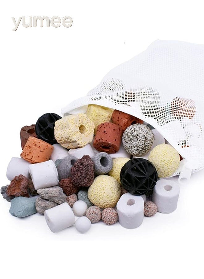 يمي وسائط ترشيح أحواض السمك، وسائط الترشيح البيولوجية تمتص المواد الكيميائية الضارة وتزيل الروائح، فلتر حوض السمك بتصميم مسامي يعزز جودة المياه لترشيح وتزيين أحواض الأسماك - Image 1