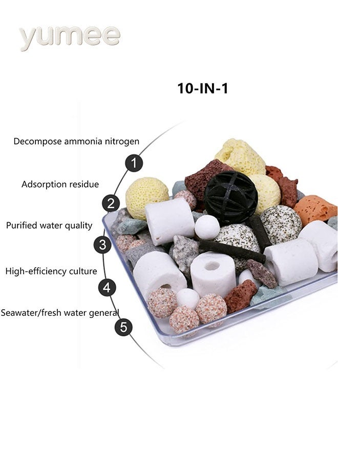 يمي وسائط ترشيح أحواض السمك، وسائط الترشيح البيولوجية تمتص المواد الكيميائية الضارة وتزيل الروائح، فلتر حوض السمك بتصميم مسامي يعزز جودة المياه لترشيح وتزيين أحواض الأسماك - Image 4