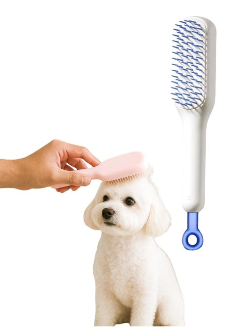 فرشاة لإزالة شعر الحيوانات الأليفة قابلة للسحب، مناسبة لجراء شي تزو، والكلاب الصغيرة، ويوركشاير، ومالتيبو، وفرشاة لإزالة شعر الحيوانات الأليفة المتساقط، ومستلزمات عناية فعالة للشعر القصير، ناعمة ولطيفة، للقطط والأرانب وكلاب تزو (أبيض)