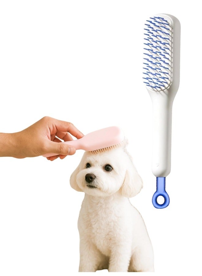 فرشاة لإزالة شعر الحيوانات الأليفة قابلة للسحب، مناسبة لجراء شي تزو، والكلاب الصغيرة، ويوركشاير، ومالتيبو، وفرشاة لإزالة شعر الحيوانات الأليفة المتساقط، ومستلزمات عناية فعالة للشعر القصير، ناعمة ولطيفة، للقطط والأرانب وكلاب تزو (أبيض) - Image 1
