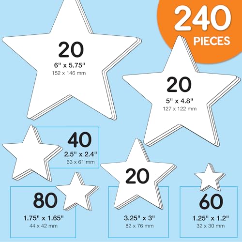 FreshCut Crafts 240 Pieces Star Cutouts, 2-Sided US Made Card Stock Punch Out White Stars for Bulletin Boards, Classroom Decor, Back to School DIY Craft Projects, Party Decoration, Hollywood Themed Events - Image 5