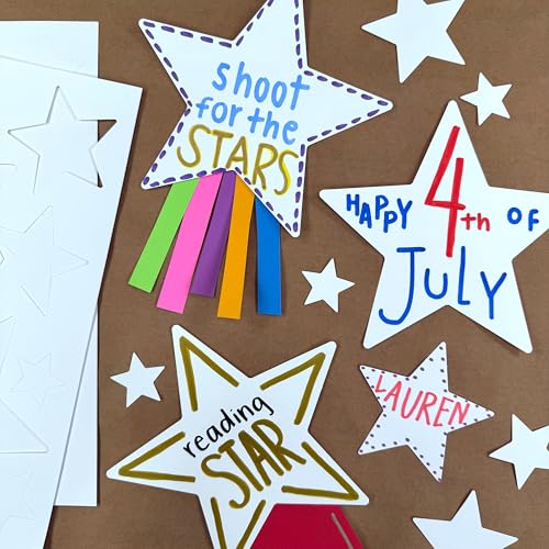 FreshCut Crafts 240 Pieces Star Cutouts, 2-Sided US Made Card Stock Punch Out White Stars for Bulletin Boards, Classroom Decor, Back to School DIY Craft Projects, Party Decoration, Hollywood Themed Events - Image 2