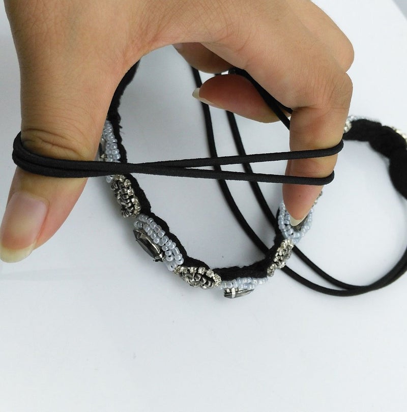 yueton Pack of 2 Handmade Crystal Rhinestone Beads Elastic Headband Hair Band Women Hair Jewelry Accessories - Image 4