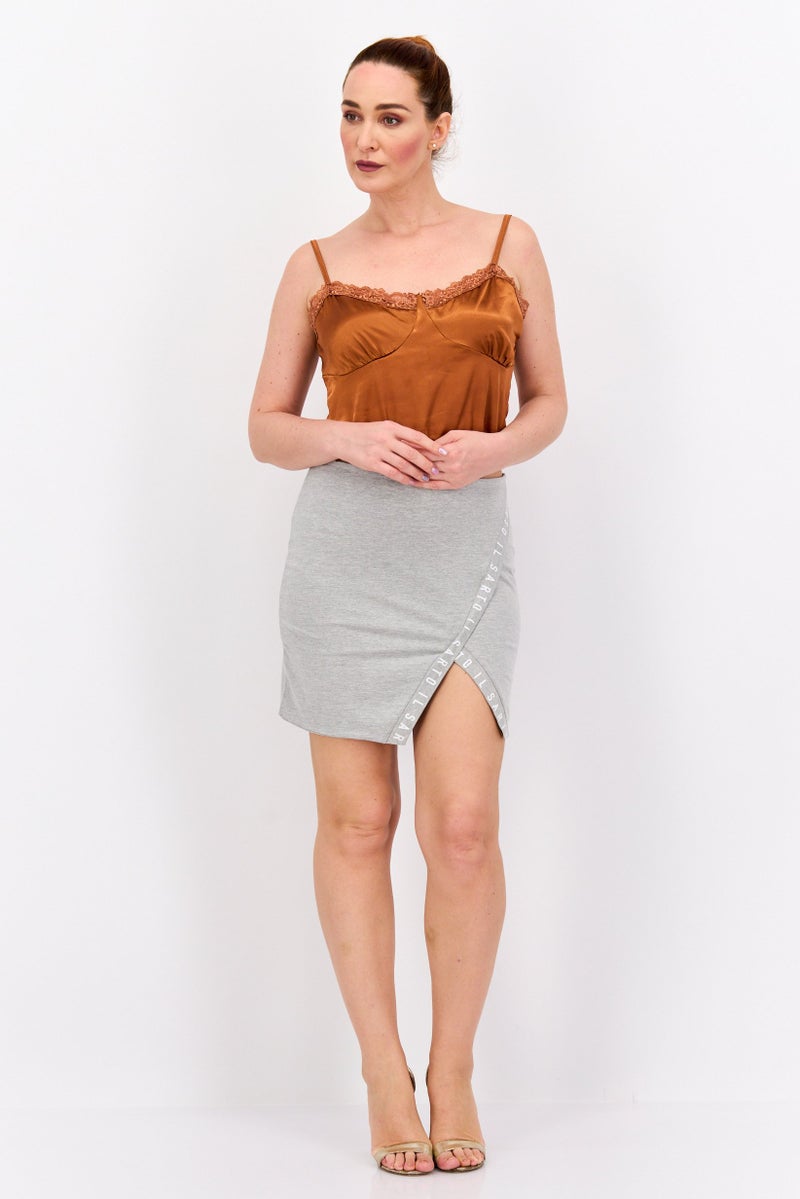 IL SARTO Women Brand Logo Mini Skirt, Grey - Image 4