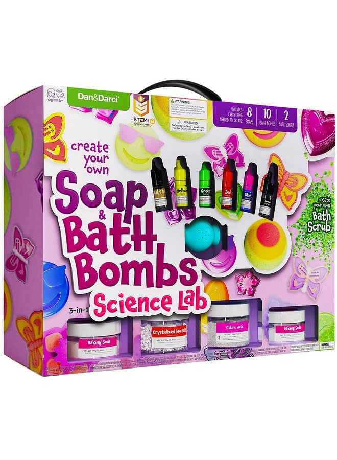Dan&Darci Soap & Bath Bomb Making Kit for Kids, 3-in-1 Spa Science Kits, Craft Gifts for Girls & Boys Age 6-12 Year Old Girl Crafts: DIY Experiment Toys, Gift for Kid Ages - Image 1