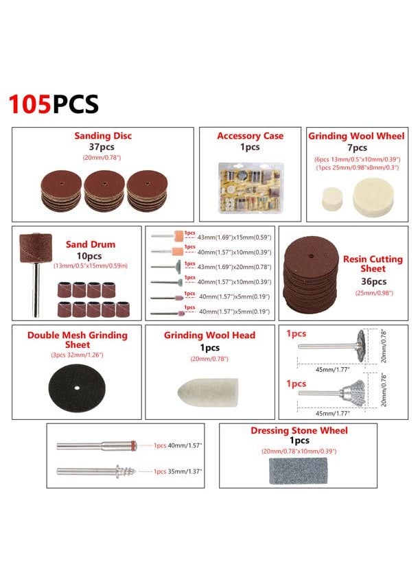 MLD MLD 105Pcs Mini Electric Drill Grinder Rotary Tool Grinding Polishing-Kit for Dremel Grinding Sanding Polishing Cutting Tools Tool Set (type_2)  - Image 2