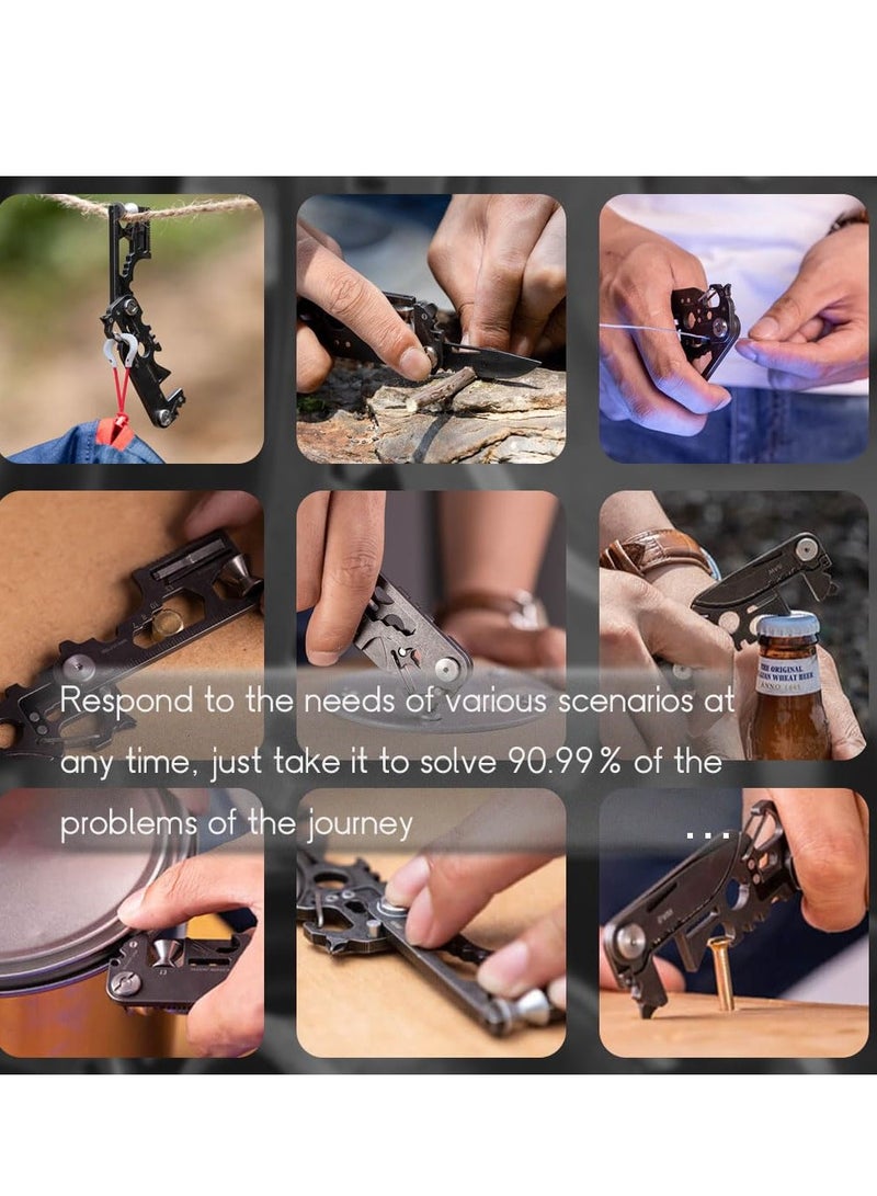 SYOSI 28 in 1 EDC Multi-function Tool, Keychain portable Metal Pocket Tool for men, Wrench for Screwdriver, with Wrench, Ruler, Bottle Opene,Urgent Car Window Breaker  - Image 2