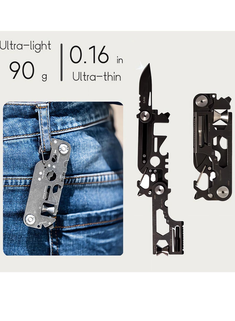 SYOSI 28 in 1 EDC Multi-function Tool, Keychain portable Metal Pocket Tool for men, Wrench for Screwdriver, with Wrench, Ruler, Bottle Opene,Urgent Car Window Breaker  - Image 5