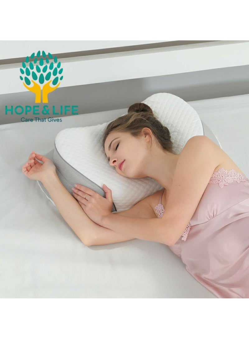 Hope And Life Amal Wa Hayat Medical Pillow for Neck and Neck Support, made of memory foam, odor-free and breathable, size 63*12*32 cm - Image 3