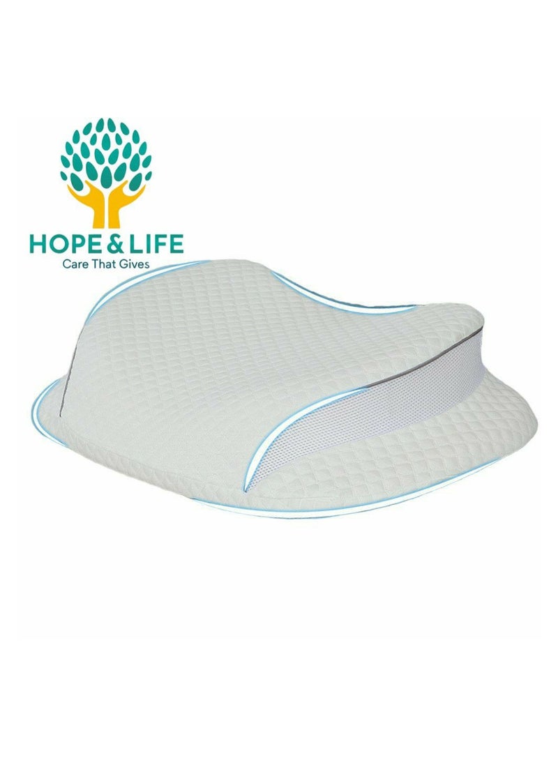 Hope And Life Amal Wa Hayat Medical Pillow for Neck and Neck Support, made of memory foam, odor-free and breathable, size 63*12*32 cm - Image 2