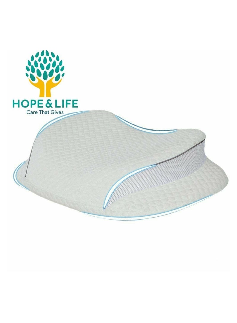 Hope And Life Amal Wa Hayat Medical Pillow for Neck and Neck Support, made of memory foam, odor-free and breathable, size 63*32*12 cm - Image 2