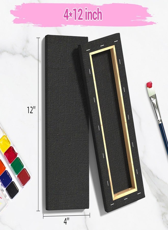 HANSILK Stretched Canvases for Painting, 4x12 Inch Painting Supplies for Artists, Black Blank Canvas Pack, 3-Pack for Acrylic, Oil and Gouache Paints - Image 2