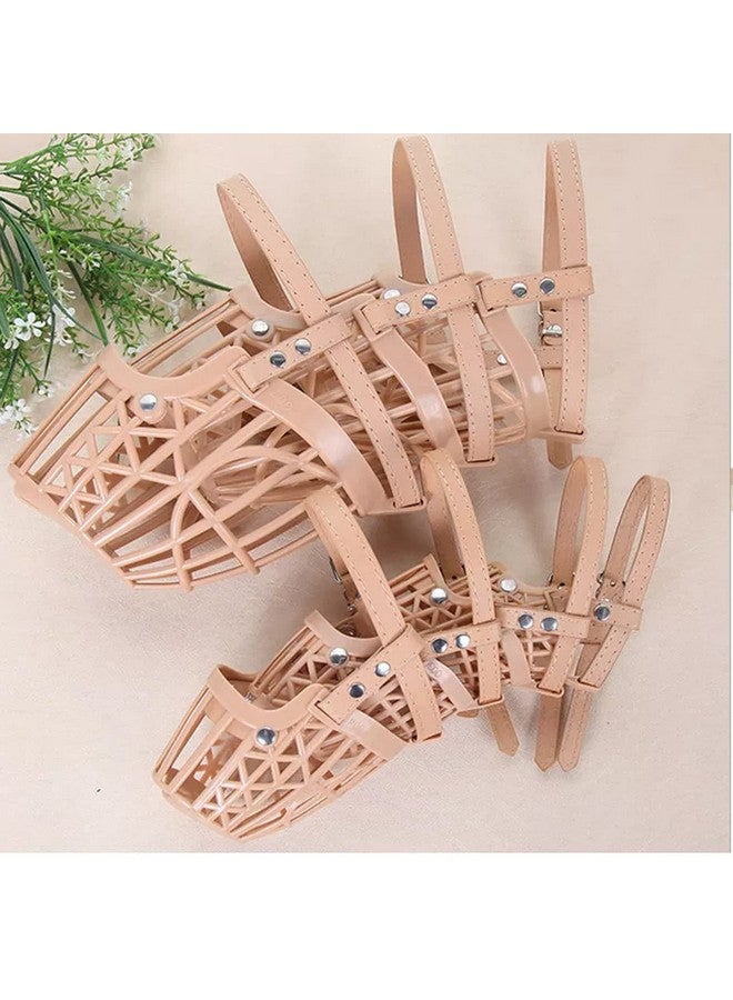 Emily Pets Dog Basket Muzzle Dogs, Dog Plaslic Mouth Cover Muzzle/Bite Guard With Adjustable Strap Size,Prevents Chewing And Biting,Lightweight, Durable, Dog Grooming Supplies(No.4,Beige) - Image 4