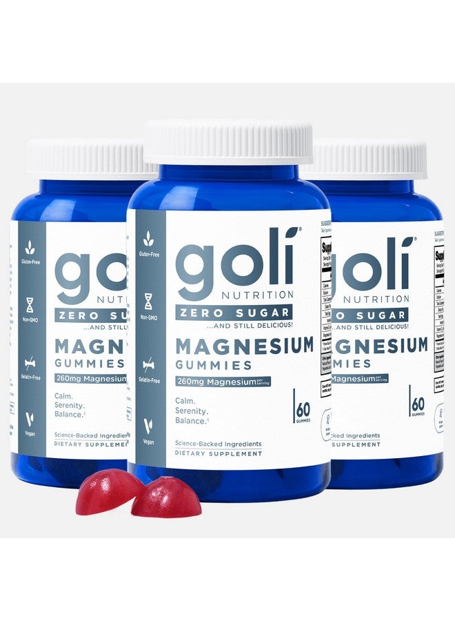 Goli Zero Sugar Goli Magnesium Gummies - 260mg Magnesium, Vitamin D, No Artificial Sweeteners, No Sugar Alcohols. Gelatin-Free, Gluten-Free, Vegan & Non-GMO (3)