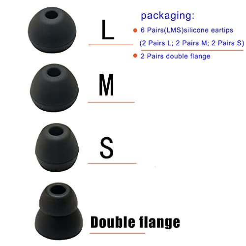 Luckvan Silicone Earbuds Tips for Beats Flex, Beats X Replacement Eartips 8 Pairs L/M/S Double Flange Rubber urBeats3 Beats Flex Ear Tips Black - Image 3