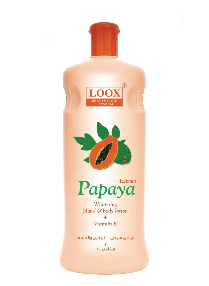 LOOX BEAUTY CARE SYSTEM Lotion Extract  Papaya Whitening Hand & body + Vitamin E 600 ml - Image 1
