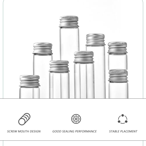UPSTORE 12PCS Empty Clear Travel Portable Glass Wish Bottles with Silver Aluminum Cap Essential Oil Powders Cream Ointments Grease Storage Container Jars Cosmetic Makeup Sample Packing Holder(10ml/0.34oz) - Image 3
