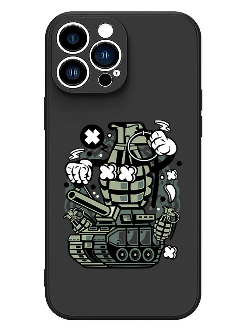 Theodor Protective Slim Fit Case Liquid Silicone Cover with Full Body Protection Anti-Scratch Shockproof Case For iPhone 13 Pro Max Black  - Groovy-01 - Image 1