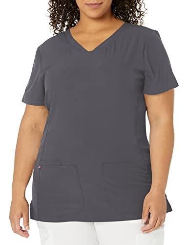 HeartSoul Women's Pitter-Pat V-Neck Scrubs Shirt, Pewter, Small - Image 1