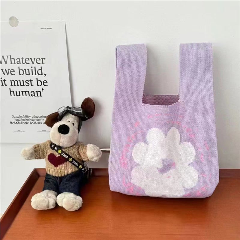 2025 Xipu Special Festive Wedding Gift Bag Special Hand Bag Vest Bag Sweet and Festive Knitted Bag 70g purple sunflower