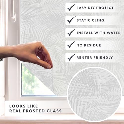 Artscape Palm Decorative Privacy Window Film with Etched Glass Pattern NonAdhesive UV Protection Easy to Apply Removable 24 x 36 Inches Made in USA - Image 3