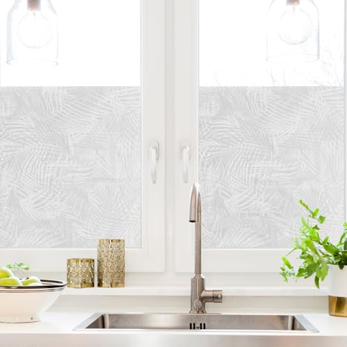 Artscape Palm Decorative Privacy Window Film with Etched Glass Pattern NonAdhesive UV Protection Easy to Apply Removable 24 x 36 Inches Made in USA - Image 1