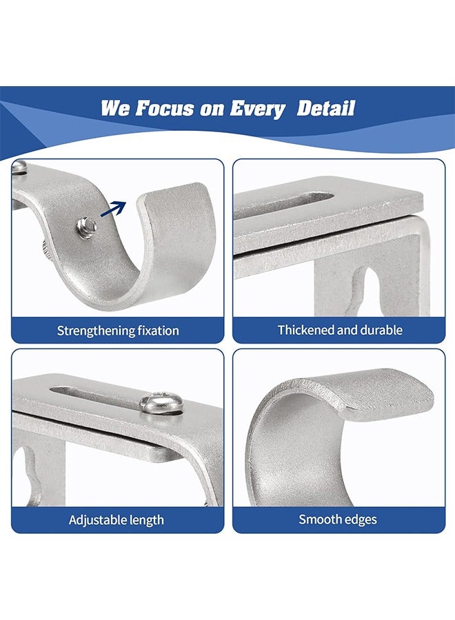 2 Pcs Adjustable Curtain Rod Brackets for Adjustable Premium Rod Bracket for Walls Curtain Rod Holder Window Curtain Rod Support Hanger Heavy Duty Curtain Rod Brackets Holders (Silver) - Image 5