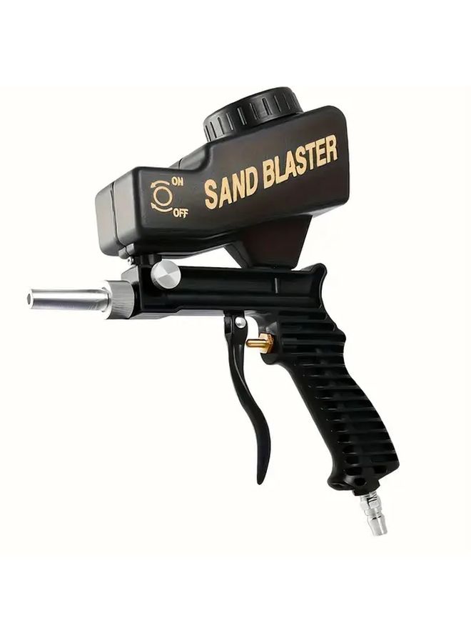 Portable Sand Blaster With Ergonomic Handle 600cc Capacity For Painting Rust Removal On Wood Metal Cars And DIY Projects Included With Soda Sand Walnut Shell Aluminum Oxide And Adjustable Gravity Feed Sandblasting Gun Blue - Image 4