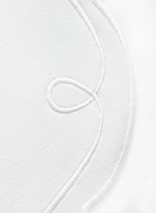 Opexscal 16.5 Inch Ribbon Twirl Embroidery Round Placemats Set of 4, Scalloped Round Table Mats for Party Kitchen Dining Decoration, White - Image 3