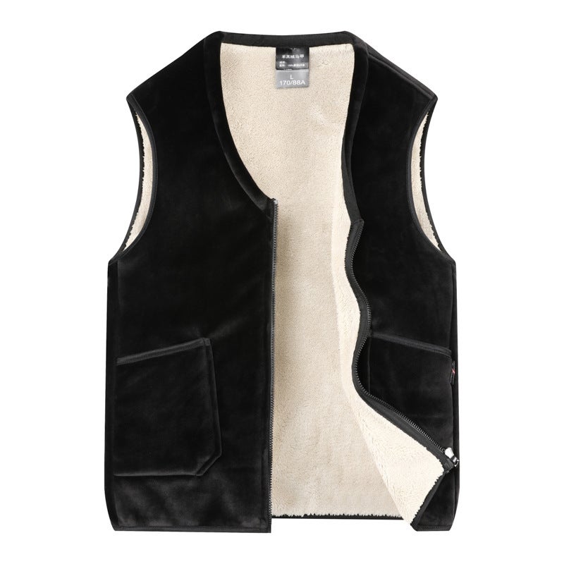 Winter Warm Silver Fox Velvet Vest Double-Sided Velvet Vest For Middle-Aged And Elderly Dad Wearing Fleece-Lined Thickened Warm Vest - Image 1