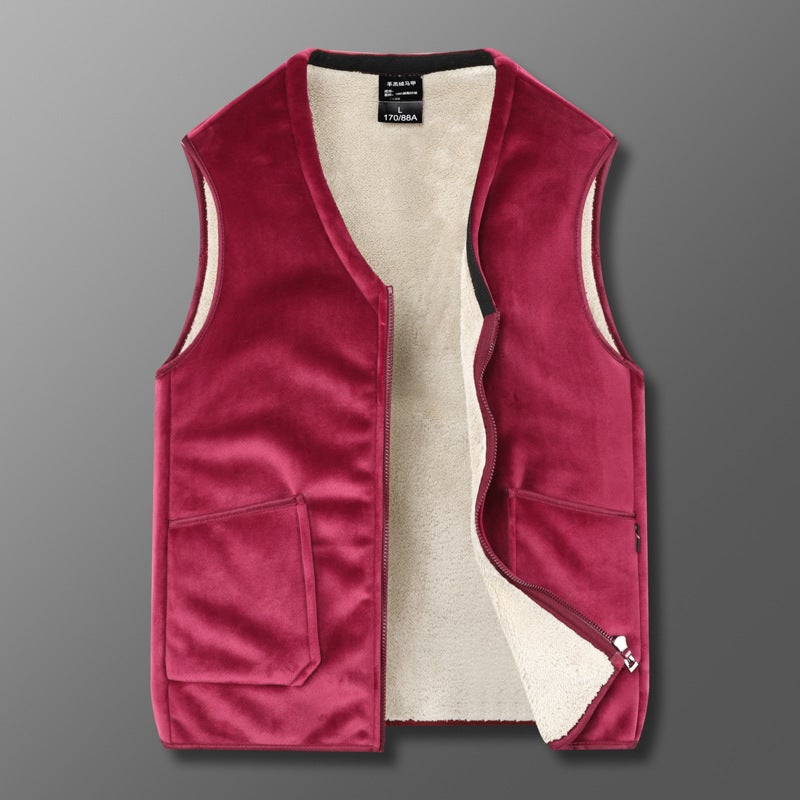 Winter Warm Silver Fox Velvet Vest Double-Sided Velvet Vest For Middle-Aged And Elderly Dad Wearing Fleece-Lined Thickened Warm Vest - Image 4