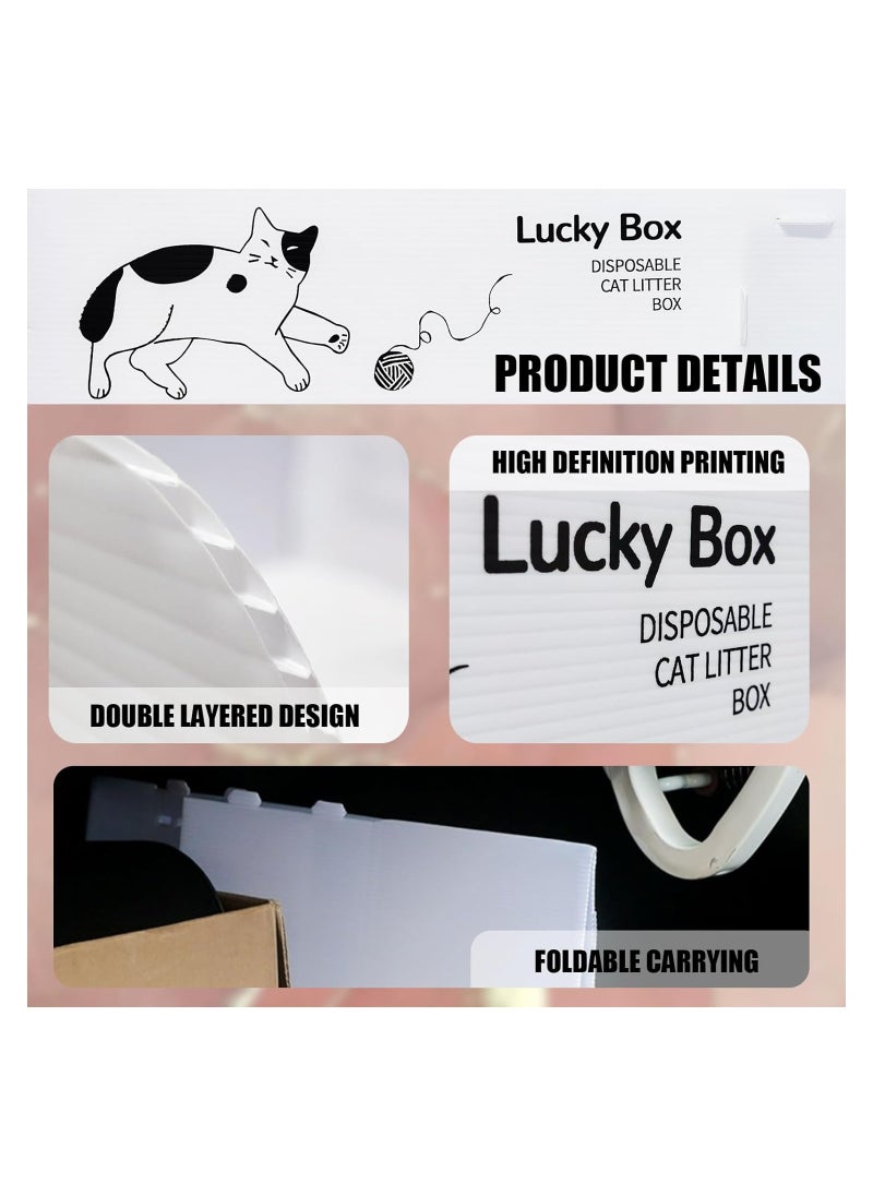 4PCS Disposable Litter Boxes for Cats, Double Layer Waterproof Travel Litter Box, Foldable Cat Litter Box for Kitty, Easy to Use, 16.5 x 13.0 x 5.1 inches, Open Cat Litter Box (42 x 33x 13 cm)