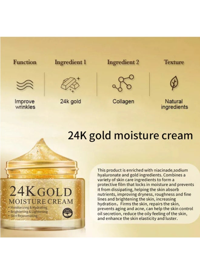 CKTUING 24K Gold & Collagen Face Moisturizing Cream- Anti-Aging Face Cream for Hydrating & Skin Rejuvenating- Korean Skincare - All Skin Type 1.69 fl oz - Image 4