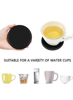 Cuken Coasters for Drinks 6 Pieces PU Leather Coaster with Holder, Coffee Cup Mat, Coffee Mug Mat, 10cm Anti Slip Heat Insulation Drink Coaster Protect Table from Stains, Water Rings and Damage, Home Décor and Housewarming Gift  - Image 5