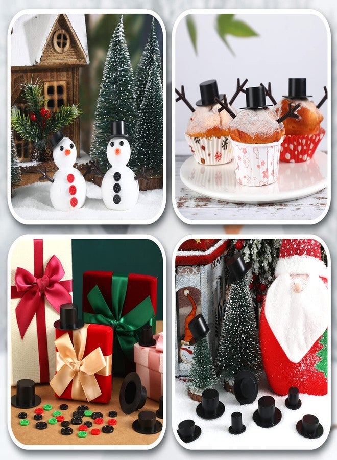 Hungdao 428 Pcs Christmas Snowman DIY Craft Kit 16 Pcs 2 Sizes Snowman Model Foam Balls 32 Mini Black Top Hats 220 Buttons 32 Carrot Noses 64 Snowman Hands and Eyes for Xmas Foam Balls Party Decor Supply - Image 4