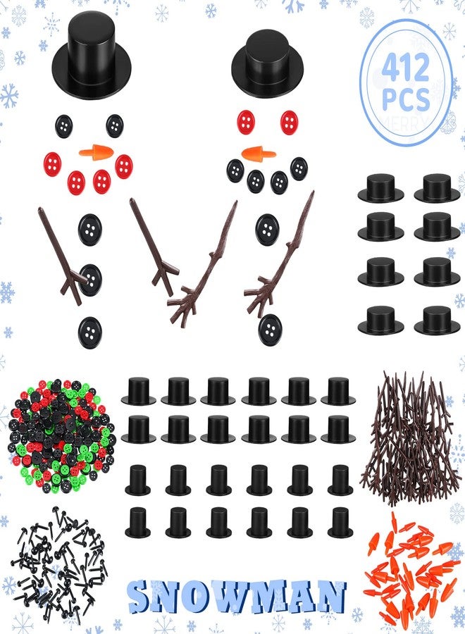 Hungdao 428 Pcs Christmas Snowman DIY Craft Kit 16 Pcs 2 Sizes Snowman Model Foam Balls 32 Mini Black Top Hats 220 Buttons 32 Carrot Noses 64 Snowman Hands and Eyes for Xmas Foam Balls Party Decor Supply - Image 3
